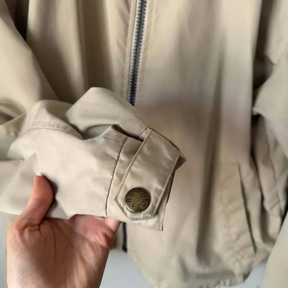 Vintage Polo Ralph Lauren Harrington Jacket Beige Tan Men’s Large Pony 90s